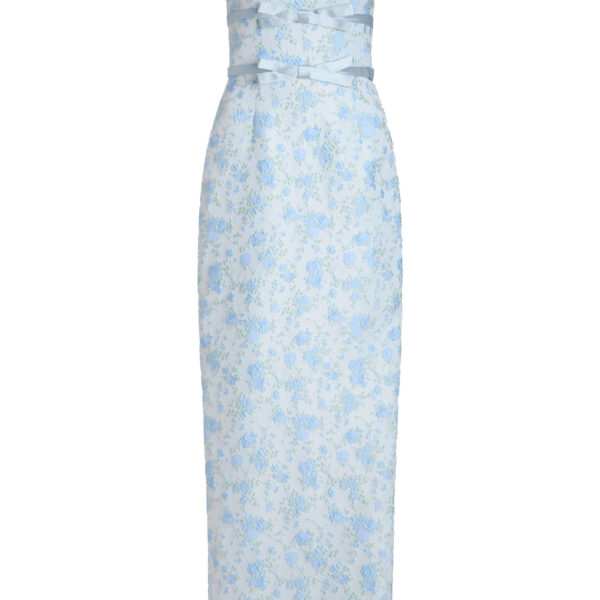 Markarian Lillia Cornflower And Mint Brocade Gown