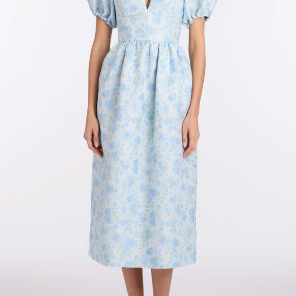 Markarian Lillian Cornflower And Mint Brocade Midi Dress, view 2
