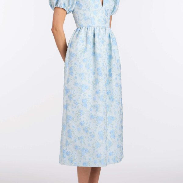 Markarian Lillian Cornflower And Mint Brocade Midi Dress, view 3