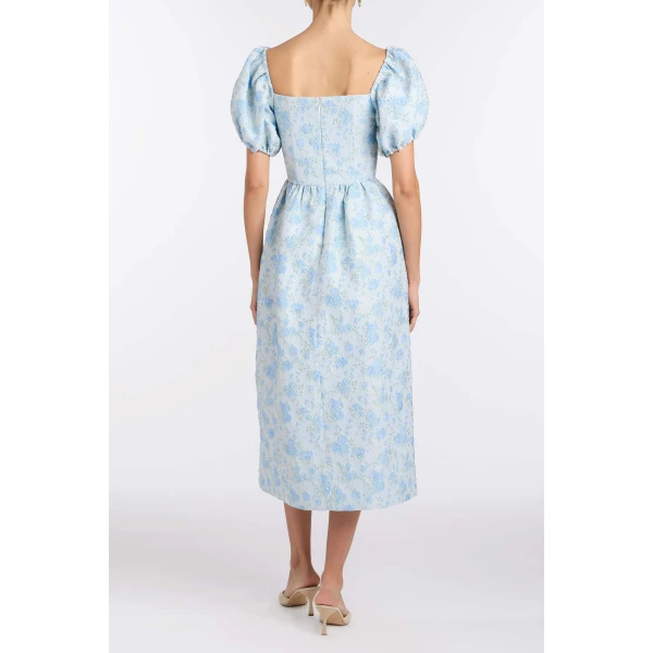 Markarian Lillian Cornflower And Mint Brocade Midi Dress - Dresses - New York Luxury Occasion Wear at Luxury Shoes 