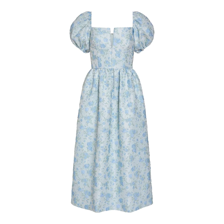 Markarian Lillian Cornflower And Mint Brocade Midi Dress - Dresses - New York Luxury Occasion Wear at Luxury Shoes 