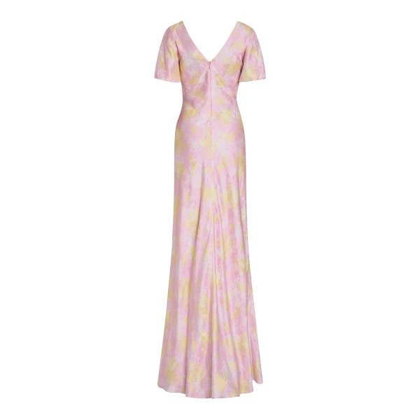 Markarian Lilou Floral Satin Puff Sleeve Gown - Dresses - New York Luxury Occasion Wear at Luxury Shoes 