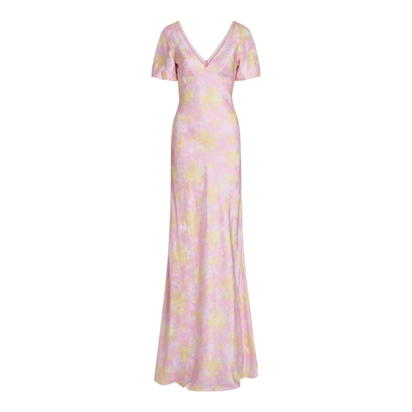 Markarian Lilou Floral Satin Puff Sleeve Gown - Dresses - New York Luxury Occasion Wear at Luxury Shoes 