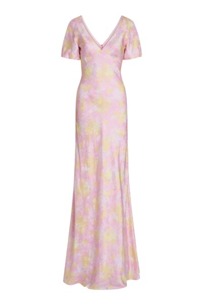 Markarian Lilou Floral Satin Puff Sleeve Gown - Dresses - New York Luxury Occasion Wear at Luxury Shoes 