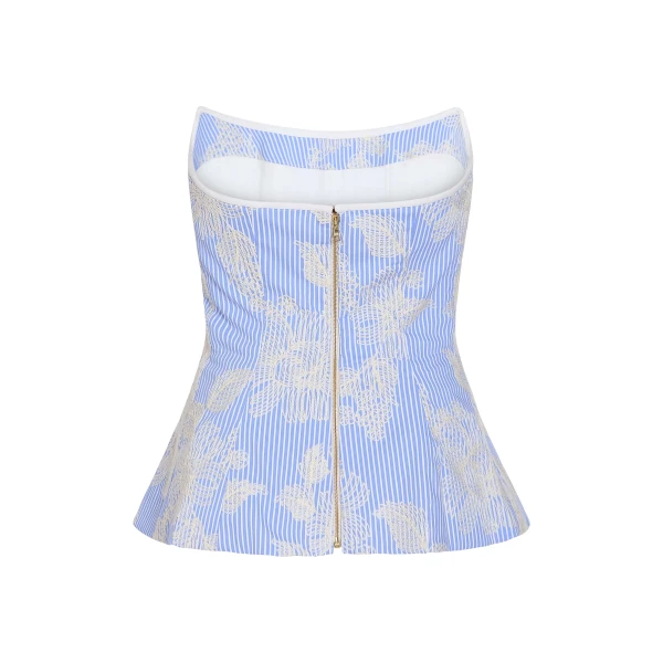 Markarian Lola Floral Embroidered Strapless Top - Tops - New York Luxury Occasion Wear at Luxury Shoes 