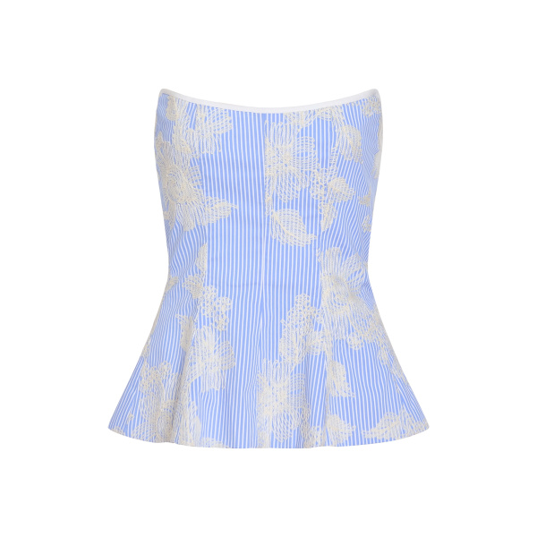 Markarian Lola Floral Embroidered Strapless Top - Tops - New York Luxury Occasion Wear at Luxury Shoes 