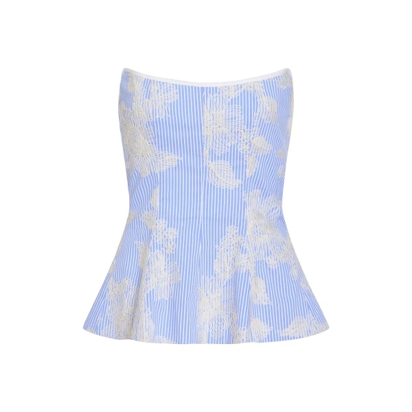 Markarian Lola Floral Embroidered Strapless Top - Tops - New York Luxury Occasion Wear at Luxury Shoes 