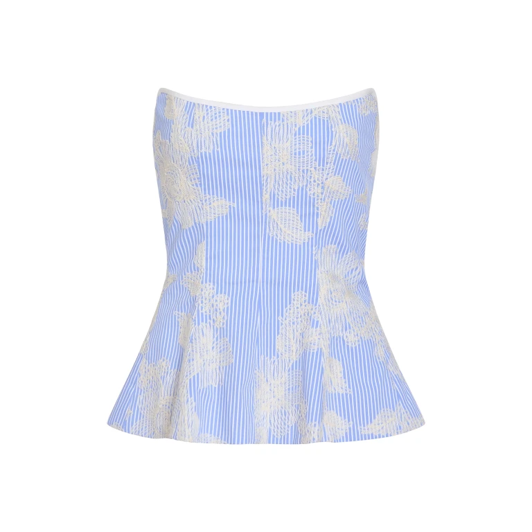 Markarian Lola Floral Embroidered Strapless Top - Tops - New York Luxury Occasion Wear at Luxury Shoes 