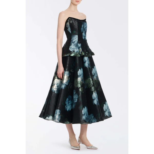 Markarian Lola Metallic Watercolor Floral Brocade Top - Tops - New York Luxury Occasion Wear at Luxury Shoes 