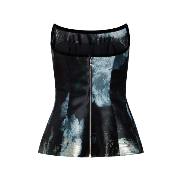 Markarian Lola Metallic Watercolor Floral Brocade Top - Tops - New York Luxury Occasion Wear at Luxury Shoes 