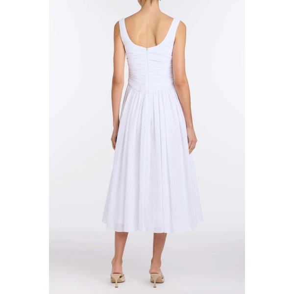 Markarian Maeve Cotton Eyelet Square Neck Midi Dress - Dresses - New York Luxury Occasion Wear at Luxury Shoes 