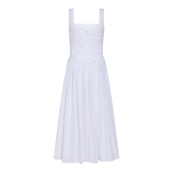 Markarian Maeve Cotton Eyelet Square Neck Midi Dress - Dresses - New York Luxury Occasion Wear at Luxury Shoes 