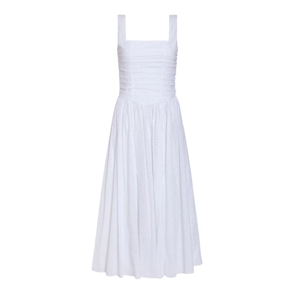 Markarian Maeve Cotton Eyelet Square Neck Midi Dress - Dresses - New York Luxury Occasion Wear at Luxury Shoes 