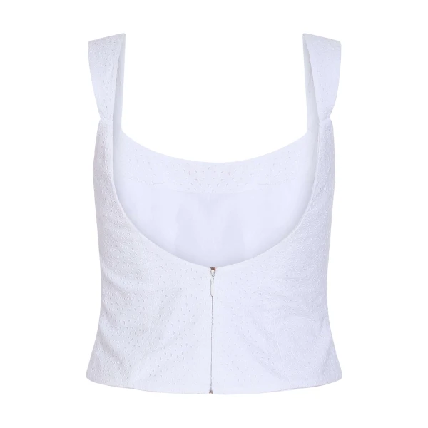 Markarian Maisie Cotton Eyelet Corset Top - Tops - New York Luxury Occasion Wear at Luxury Shoes 