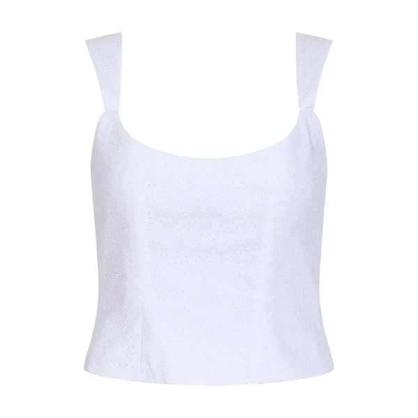 Markarian Maisie Cotton Eyelet Corset Top - Tops - New York Luxury Occasion Wear at Luxury Shoes 