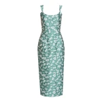 Markarian Numa Green And White Floral Brocade Corset Midi Dress - Dresses - New York Luxury Occasion Wear at Luxury Shoes 