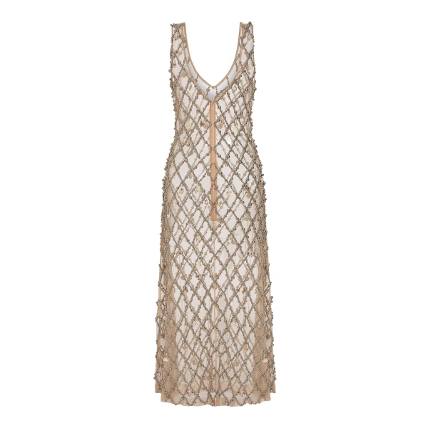 Markarian Odette Beaded Seashell Mesh Sleeveless Midi Dress - Dresses - New York Luxury Occasion Wear at Luxury Shoes 