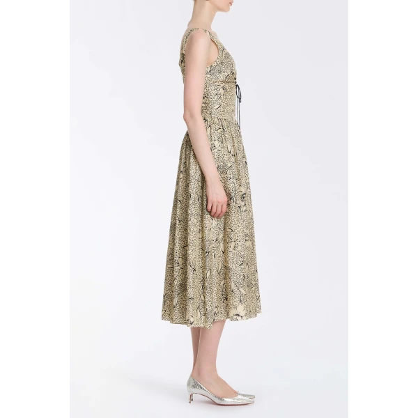 Markarian Penelope Black Floral Printed Twill Keyhole Midi Dress - Dresses - New York Luxury Occasion Wear at Luxury Shoes 
