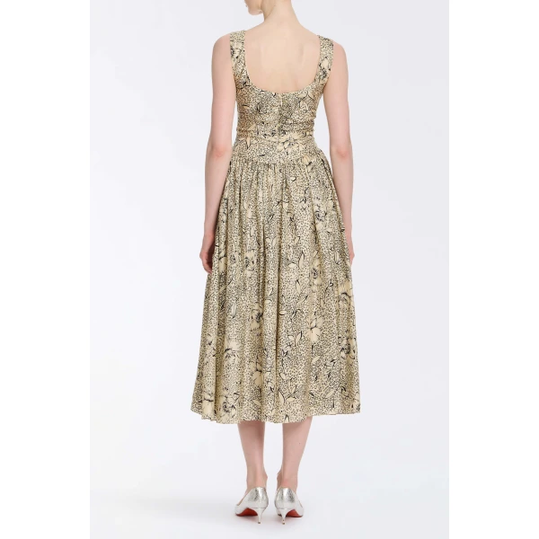 Markarian Penelope Black Floral Printed Twill Keyhole Midi Dress - Dresses - New York Luxury Occasion Wear at Luxury Shoes 