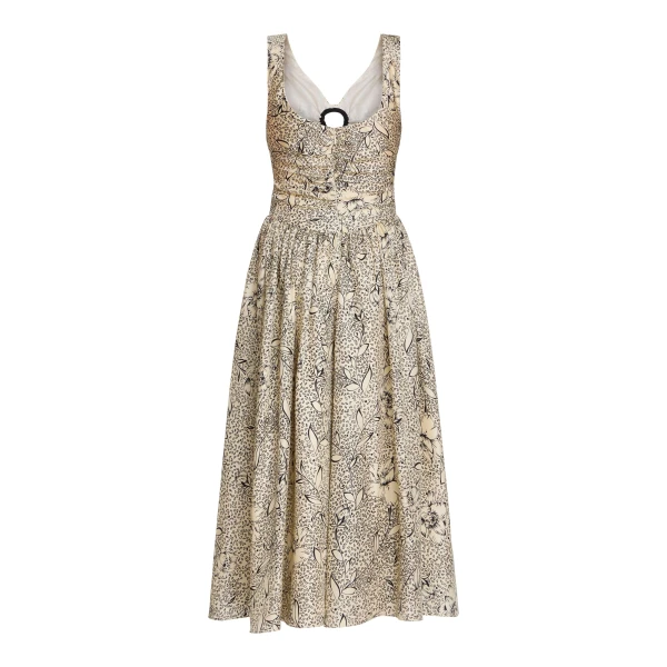 Markarian Penelope Black Floral Printed Twill Keyhole Midi Dress - Dresses - New York Luxury Occasion Wear at Luxury Shoes 