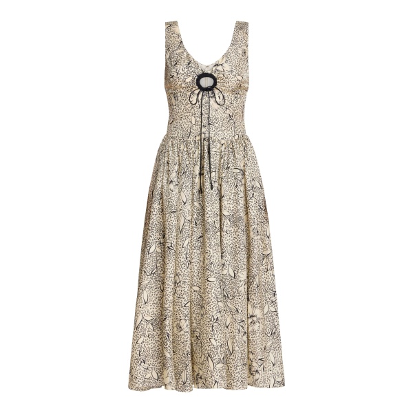 Markarian Penelope Black Floral Printed Twill Keyhole Midi Dress - Dresses - New York Luxury Occasion Wear at Luxury Shoes 
