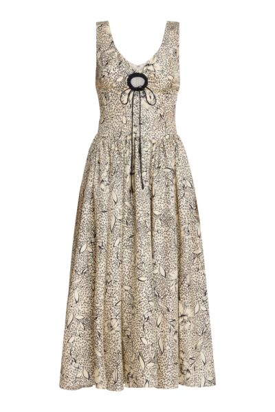 Markarian Penelope Black Floral Printed Twill Keyhole Midi Dress - Dresses - New York Luxury Occasion Wear at Luxury Shoes 