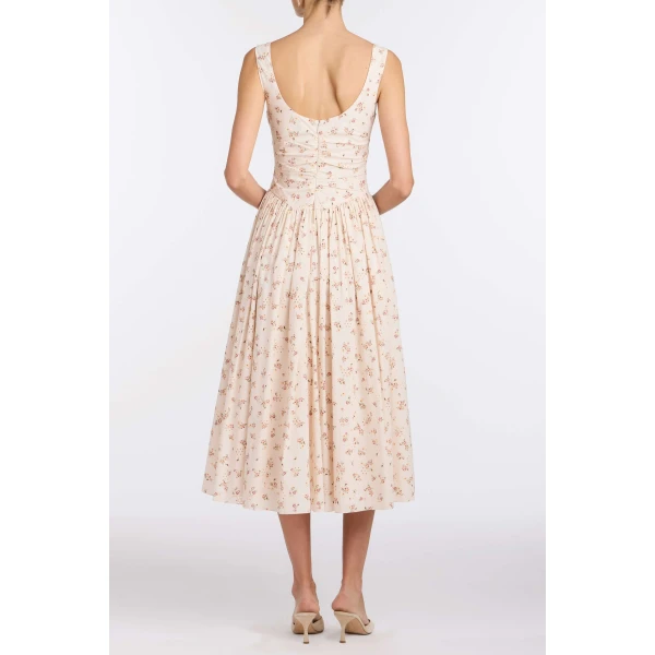 Markarian Penelope Blush Bouquet Cotton Eyelet Keyhole Midi Dress - Dresses - New York Luxury Occasion Wear at Luxury Shoes 