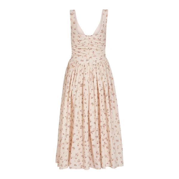 Markarian Penelope Blush Bouquet Cotton Eyelet Keyhole Midi Dress - Dresses - New York Luxury Occasion Wear at Luxury Shoes 