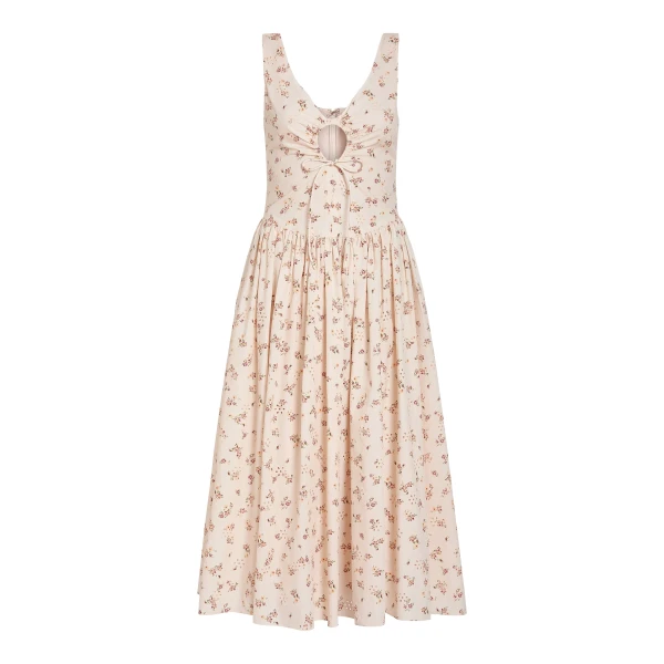 Markarian Penelope Blush Bouquet Cotton Eyelet Keyhole Midi Dress - Dresses - New York Luxury Occasion Wear at Luxury Shoes 