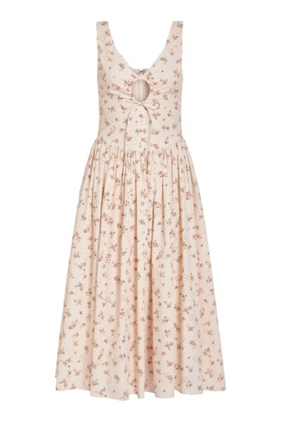 Markarian Penelope Blush Bouquet Cotton Eyelet Keyhole Midi Dress - Dresses - New York Luxury Occasion Wear at Luxury Shoes 