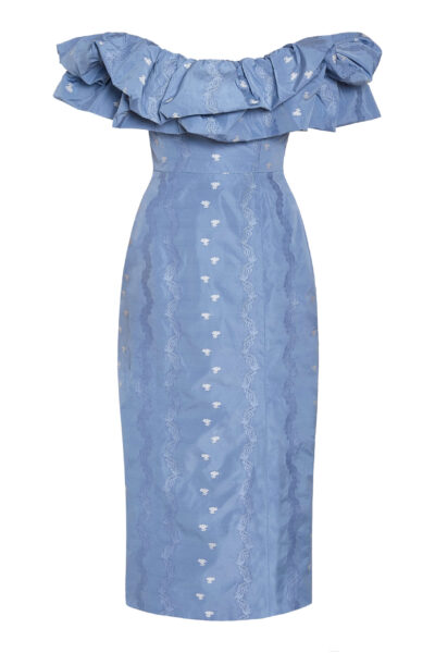 Markarian Pollyanna Wedgewood Floral Taffeta Midi Dress - Dresses - New York Luxury Occasion Wear at Luxury Shoes 