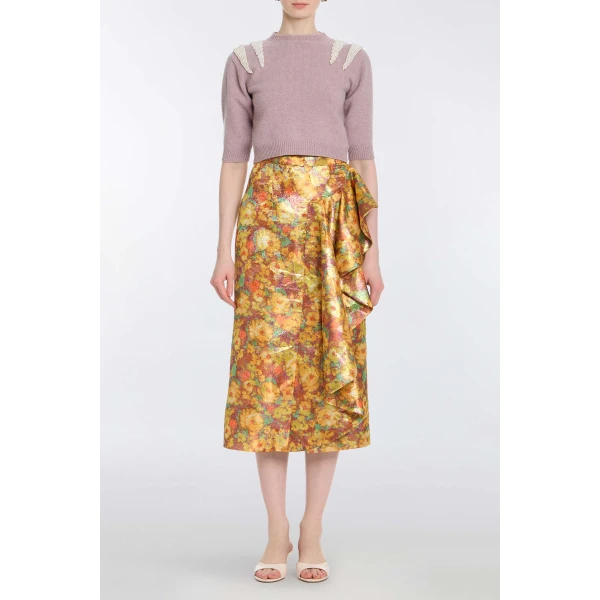 Markarian Posy Lavender Pearl Patch Cashmere Sweater - Knitwear - New York Luxury Occasion Wear at Luxury Shoes 