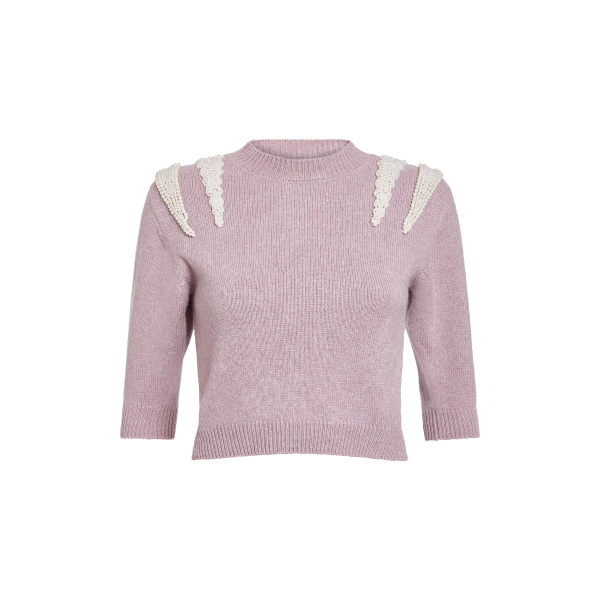 Markarian Posy Lavender Pearl Patch Cashmere Sweater - Knitwear - New York Luxury Occasion Wear at Luxury Shoes 