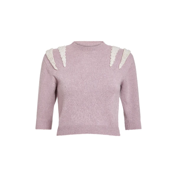 Markarian Posy Lavender Pearl Patch Cashmere Sweater - Knitwear - New York Luxury Occasion Wear at Luxury Shoes 