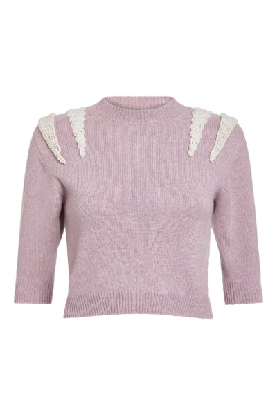 Markarian Posy Lavender Pearl Patch Cashmere Sweater - Knitwear - New York Luxury Occasion Wear at Luxury Shoes 