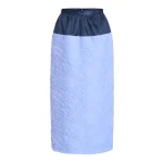 Markarian Ria Powder Blue Floral Cloque Midi Skirt - Skirts - New York Luxury Occasion Wear at Luxury Shoes 