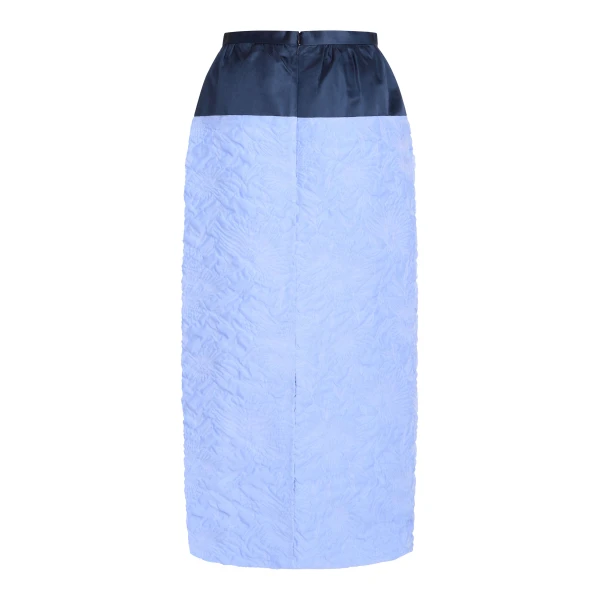 Markarian Ria Powder Blue Floral Cloque Midi Skirt - Skirts - New York Luxury Occasion Wear at Luxury Shoes 