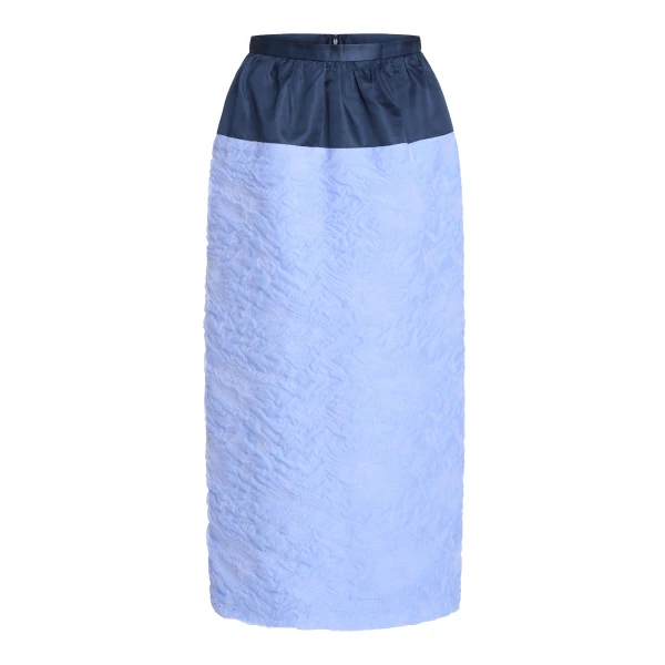 Markarian Ria Powder Blue Floral Cloque Midi Skirt - Skirts - New York Luxury Occasion Wear at Luxury Shoes 