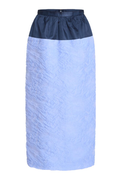 Markarian Ria Powder Blue Floral Cloque Midi Skirt - Skirts - New York Luxury Occasion Wear at Luxury Shoes 