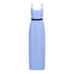 Markarian Robin Powder Blue Floral Cloque Gown - Dresses - New York Luxury Occasion Wear at Luxury Shoes 