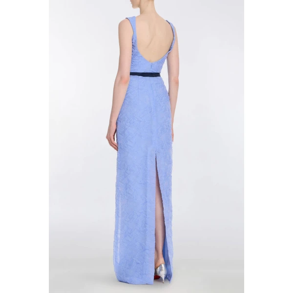 Markarian Robin Powder Blue Floral Cloque Gown - Dresses - New York Luxury Occasion Wear at Luxury Shoes 