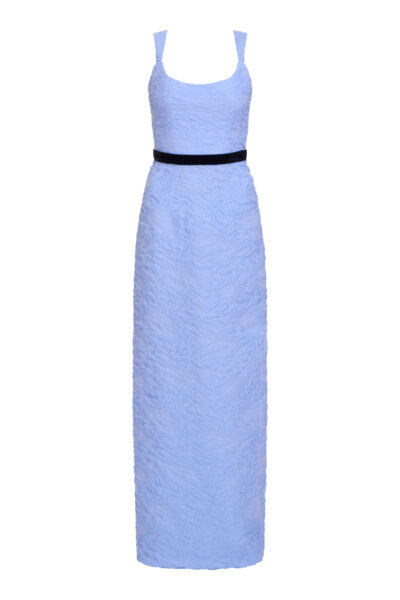 Markarian Robin Powder Blue Floral Cloque Gown - Dresses - New York Luxury Occasion Wear at Luxury Shoes 