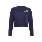 Markarian Romy Navy Floral Patch Cashmere Sweater - Knitwear - New York Luxury Occasion Wear at Luxury Shoes 