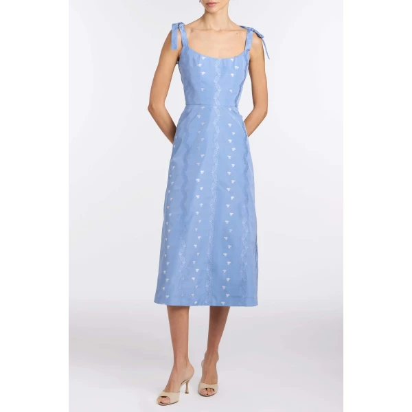 Markarian Rosalina Wedgwood Floral Taffeta Dress - Dresses - New York Luxury Occasion Wear at Luxury Shoes 