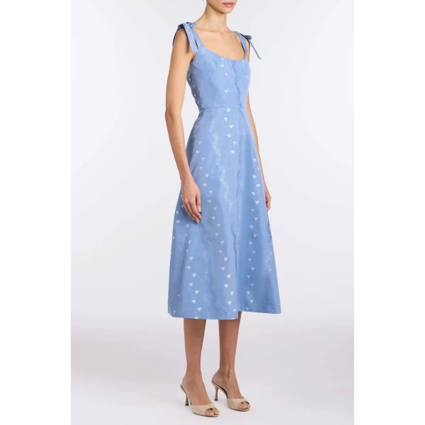 Markarian Rosalina Wedgwood Floral Taffeta Dress - Dresses - New York Luxury Occasion Wear at Luxury Shoes 