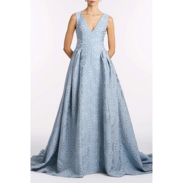 Markarian Rosebay Floral Organza Burnout Gown - Dresses - New York Luxury Occasion Wear at Luxury Shoes 