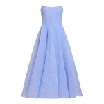 Markarian Rousseau Powder Blue Floral Cloque Midi Dress - Dresses - New York Luxury Occasion Wear at Luxury Shoes 