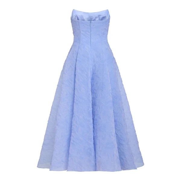 Markarian Rousseau Powder Blue Floral Cloque Midi Dress - Dresses - New York Luxury Occasion Wear at Luxury Shoes 
