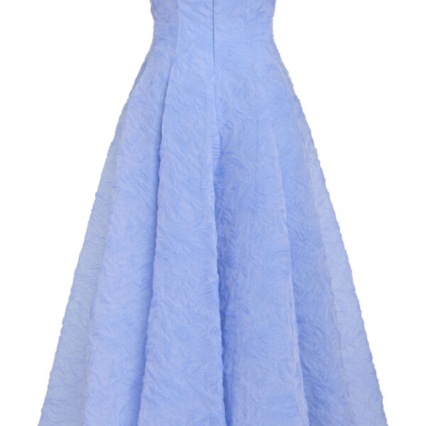 Markarian Rousseau Powder Blue Floral Cloque Midi Dress, view 5