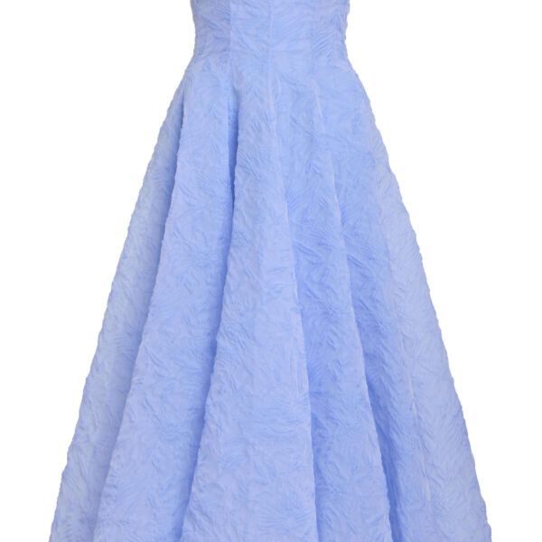 Markarian Rousseau Powder Blue Floral Cloque Midi Dress